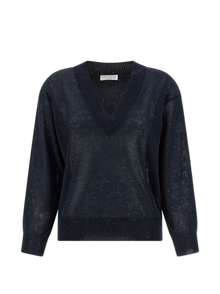 Pulover tricotat Brunello Cucinelli albastru