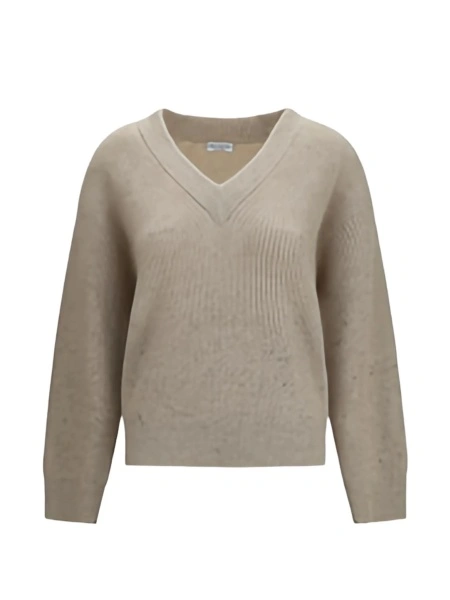 Pulover tricotat Brunello Cucinelli neutru