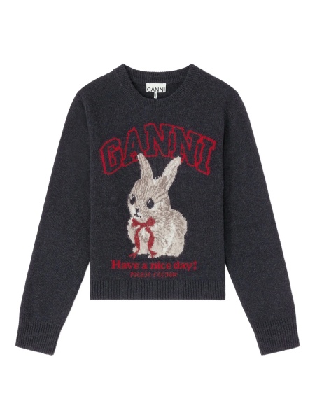 Pulover tricotat Ganni gri