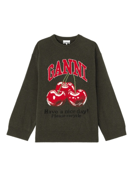 Pulover tricotat Ganni verde