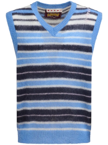 Pulover tricotat Marni Mohair albastru