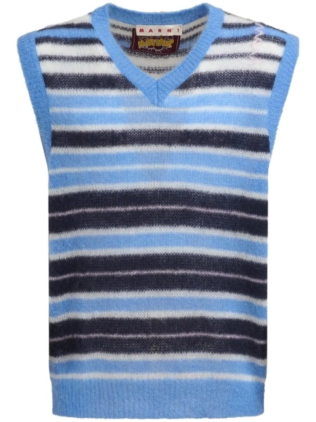 Pulover tricotat Marni Mohair albastru