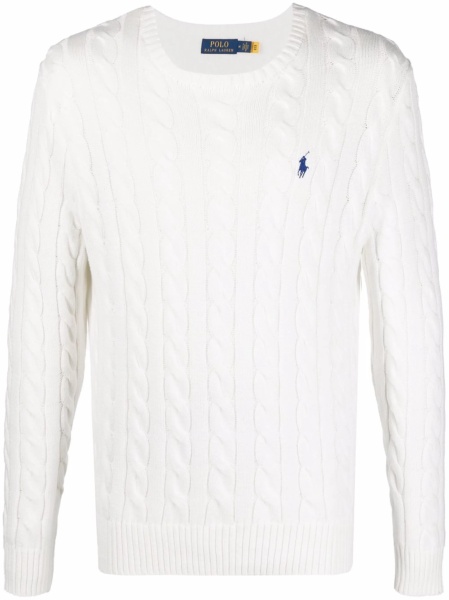 Pulover tricotat Ralph Lauren alb