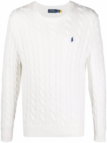 Pulover tricotat Ralph Lauren alb