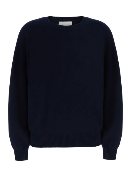 Pulover 'Veira' Blue Sweater with Dropped shoulders and ribbed finishes in cashmere for women