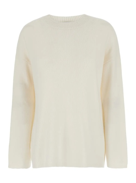 Pulover White Relaxed Crewneck Sweater in Cashmere Woman