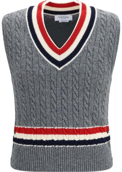 Pulovere Cable-knit cricket V-neck Vest