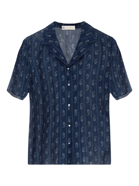 Rochie de plaja Tory Burch albastra din matase si bumbac
