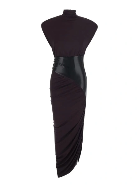 Rochie THE ANDAMANE mov din vascoza si piele ecologica