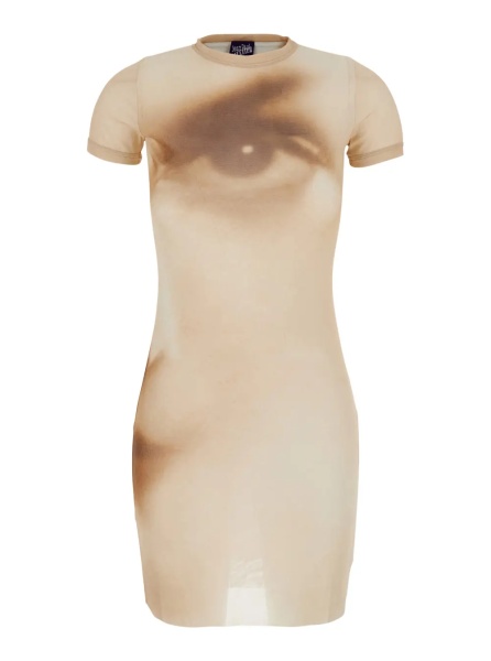 Rochii Beige Short dress with 'Face' print in Tech Fabric for Women