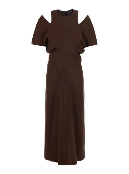 Rochii Brown Midi dress with cut-out shoulders in Tech Fabric for women