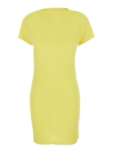 Rochii 'La Robe Mistral' Yellow Dress with boat neckline and open back with draping in viscose for women