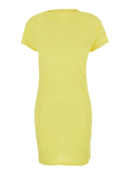 Rochii 'La Robe Mistral' Yellow Dress with boat neckline and open back with draping in viscose for women