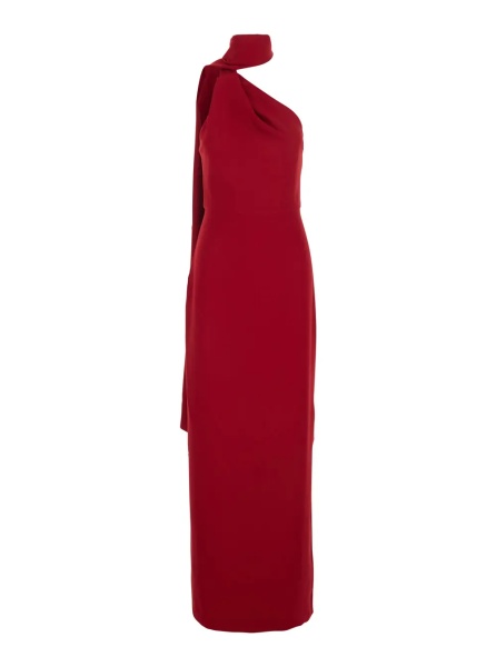 Rochii Long Dress 'Demi' with One-Shoulder Design and Back Vent in Red Fabric for Women