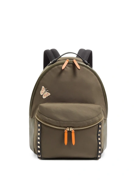 Rucsac Valentino Garavani Rockstud verde din poliamida si polyester