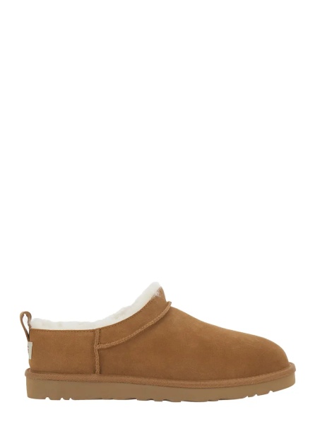 Saboti Beige Mule with logo on the side and faux fur lining in suede for men