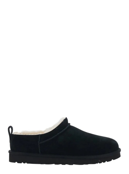 Saboti Black Mule with logo on the side and faux fur lining in suede for men