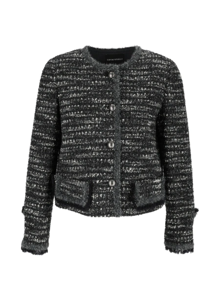 Sacou Emporio Armani negru din fibre metalice si lana
