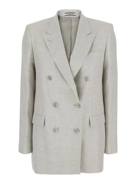 Sacou JASMINE SILK WOOL Jacket with Collar and Front Closure in White Women