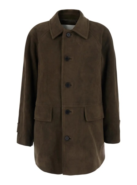 Sacou LILY ALTER-SUEDE HALF JACKET with collar and long sleeves in Tech Fabric brown women