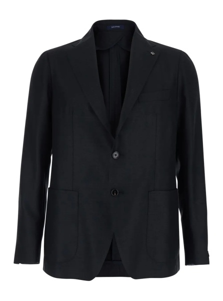 Sacou 'Montecarlo' Grey Single-breasted jacket with Front Button Closure in wool and silk blend for men