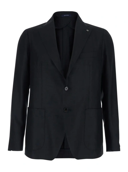 Sacou 'Montecarlo' Grey Single-breasted jacket with Front Button Closure in wool and silk blend for men