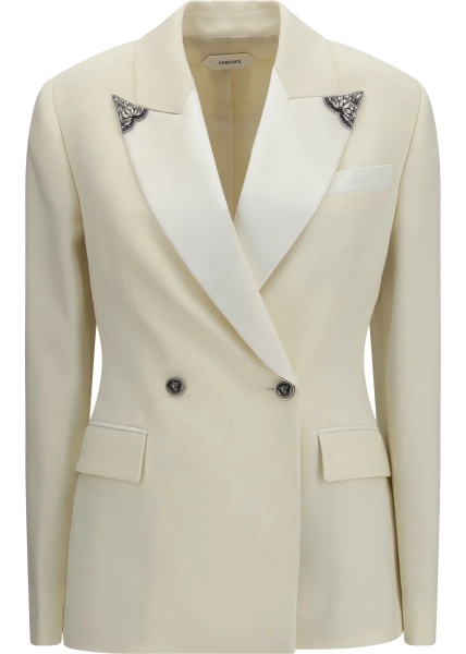 Sacou Stretch wool Blazer with embroidered lapels