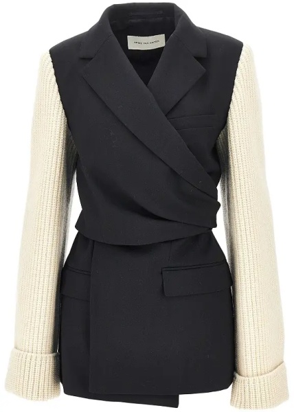 Sacou Wool blazer with knitted sleeves