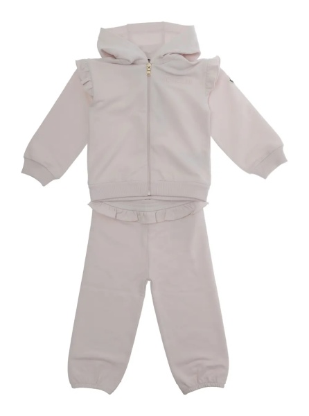 Salopete Pink Tracksuit with Lettering Logo on the Front and Logo Patch on the Sleeve in Cotton for Girls