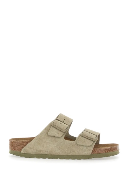 Sandale 'Arizona' Beige Sandals with Rounded Toe and Buckle Closure in Suede for Men