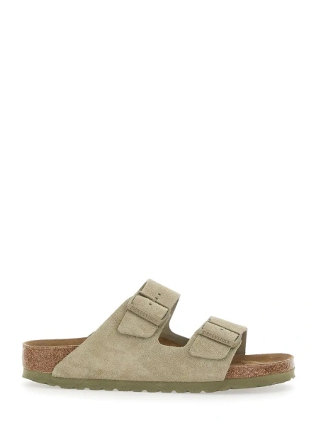 Sandale 'Arizona' Beige Sandals with Rounded Toe and Buckle Closure in Suede for Men