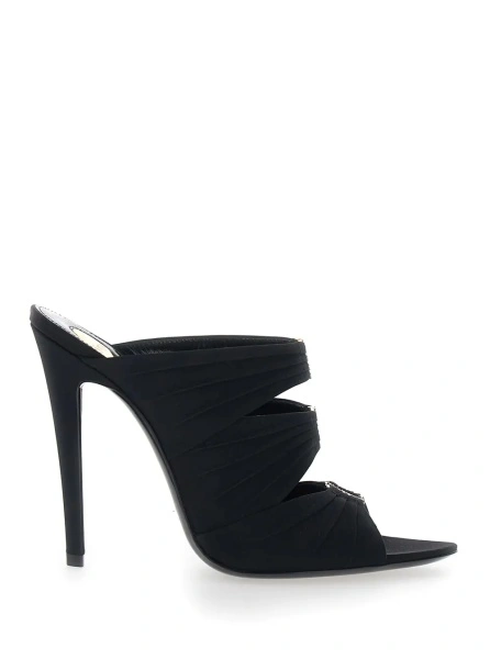 Sandale cu toc Saint Laurent negre din piele