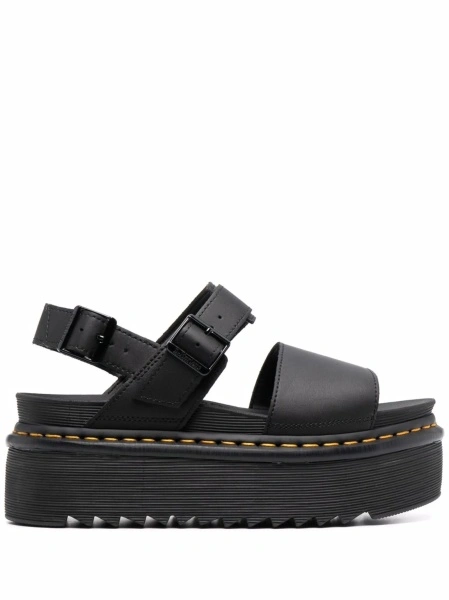 Sandale Dr. Martens negre din piele