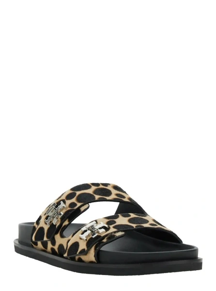 Sandale 'Turnlock' Brown Sandals with Double Strap and Leopard Print in Leather Woman