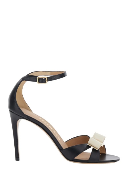 Sandale 'Vara' Black Heel Sandal with Bow Detail on the Front in Leather Woman