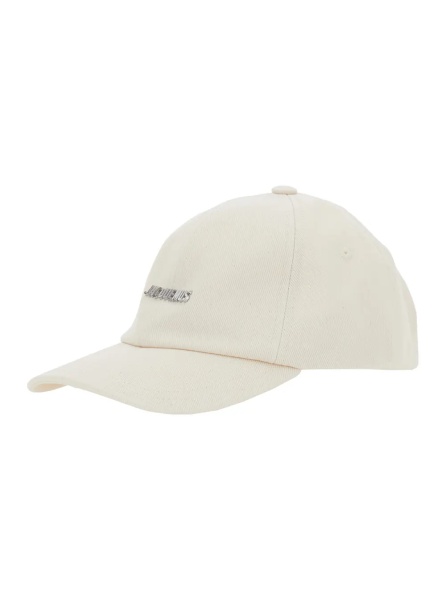 Sapca Baseball Cap 'La Casquette Gadjo' with Logo Lettering on the Front in White Cotton for Men