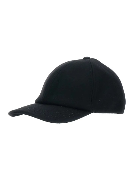 Sapca Black Baseball Cap with Logo Lettering on the Side and Rear Closure with Web Detail in Wool Man
