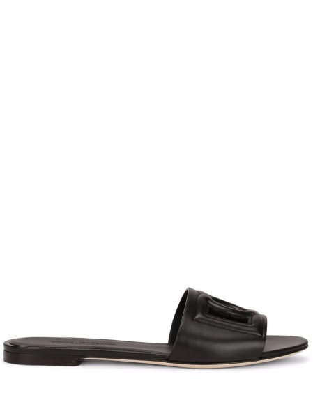 Slapi Dolce & Gabbana DG Logo negri din piele