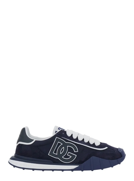 Sneakers 'Atletic' Blue Sneakers with logo lettering on the back and logo patch on the side in suede and Tech Fabric for men