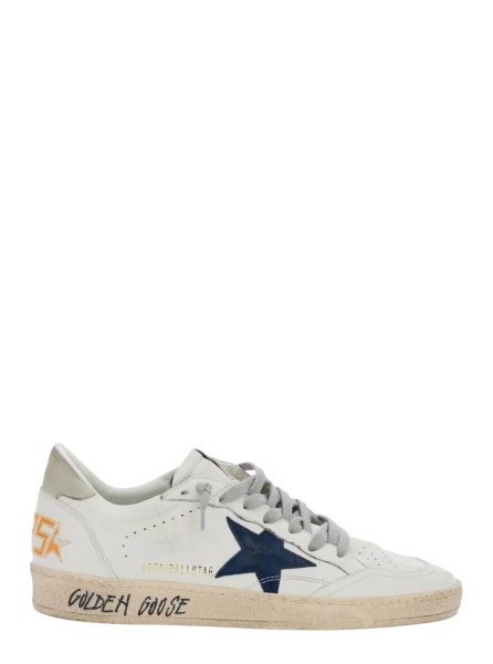 Sneakers 'Ballstar' White Sneaker Low Top with Star Patch on the Side and Maxi Lettering on the Back in Leather for Men
