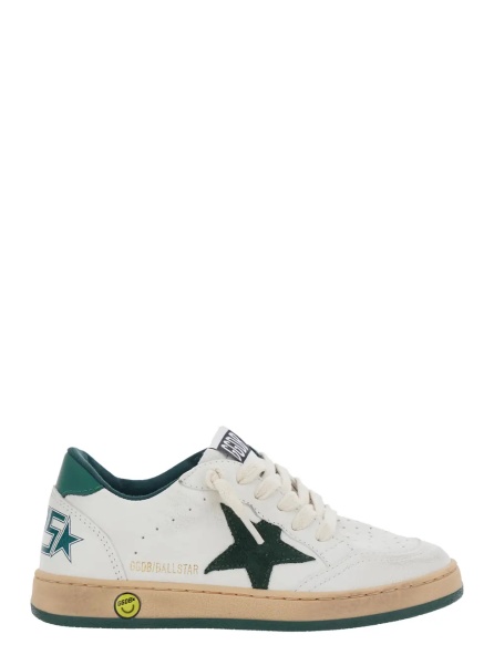 Sneakers 'Ballstar' White Sneaker Low Top with Star Patch on the Side and Maxi Lettering on the Back in Leather boy