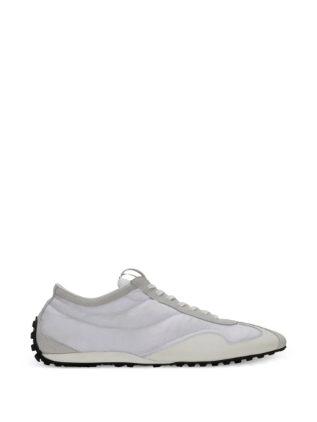 Sneakers Balmain albi din piele intoarsa si nylon