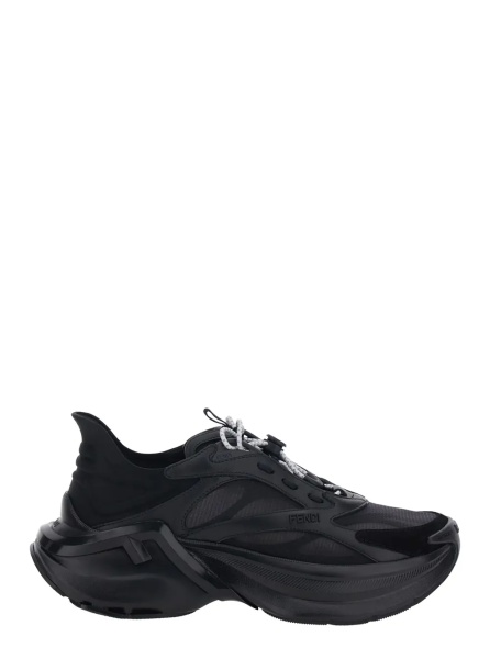 Sneakers Black Sneaker 'F-Light' Low Top with FF Motif on the Side and Chunky Sole in Mesh and Leather for Women
