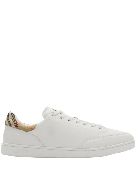 Sneakers Burberry albi din poliuretan si piele intoarsa