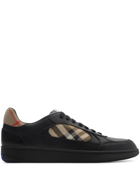 Sneakers Burberry negri din poliuretan si piele
