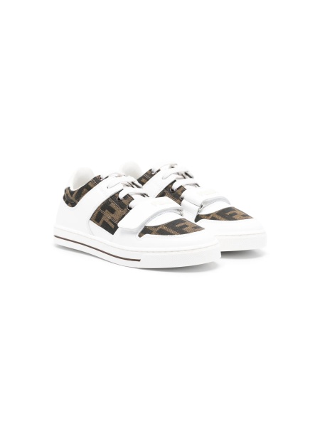 Sneakers Fendi albi din piele si material textil