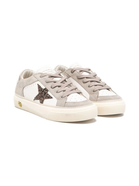 Sneakers Golden Goose albi din piele si piele intoarsa