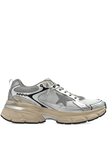 Sneakers Golden Goose argintii din piele si polyester