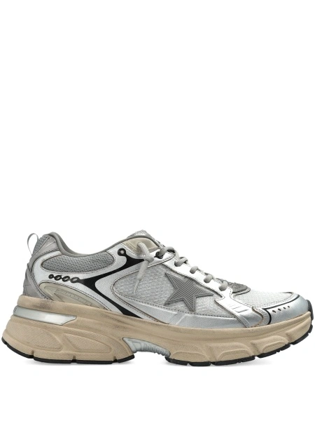 Sneakers Golden Goose argintii din piele si polyester