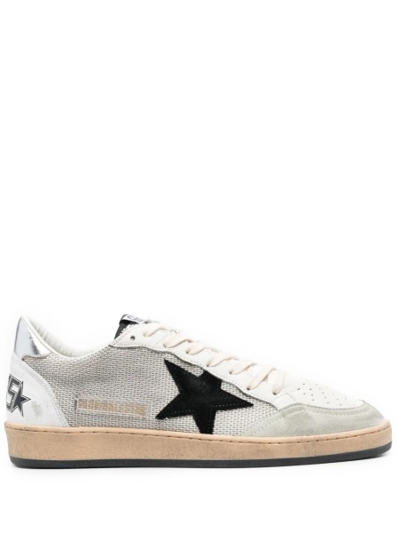 Sneakers Golden Goose ball star albi din material textil si piele